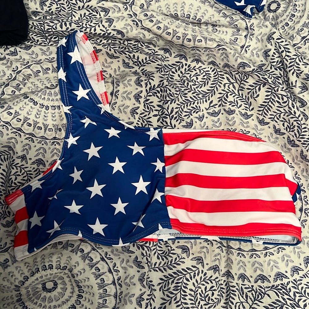 Americana Print One Shoulder Bikini Swimsuit
